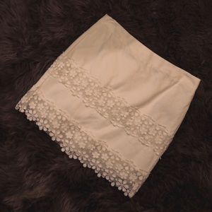 Jcrew White Skirt with Lace Details